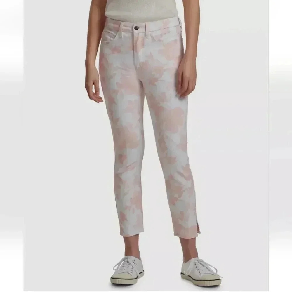 JEN7 by 7 For All Mankind Women's White/Pink Floral Skinny Jeans Pants Size 16 - Picture 2 of 16